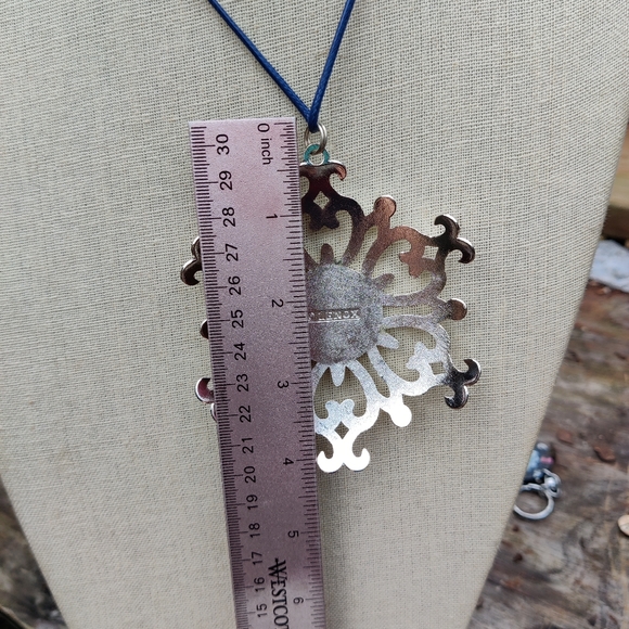 RARE Lenox Large Blue crystal flower pendant necklace - Picture 2 of 7